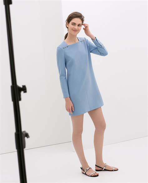 zara blue dress long sleeve